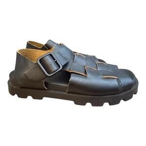 Camper Brutus Fisherman Sandal Black Leather Women size 38 US 8 EUC